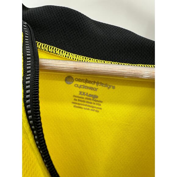 Aero Tech Designs Cyclewear Shirt Men XXL Yellow Black 3/4 Zip Short Sleeve Bike - Picture 5 of 8